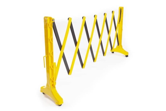 Plastic Expandable Barrier on Wheels Black & Yellow