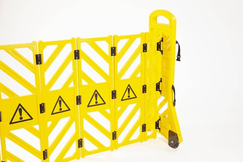 Yellow Expandable Barrier on Wheels