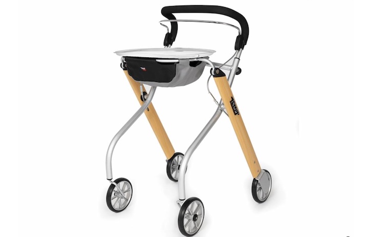 Indoor rollator with tray